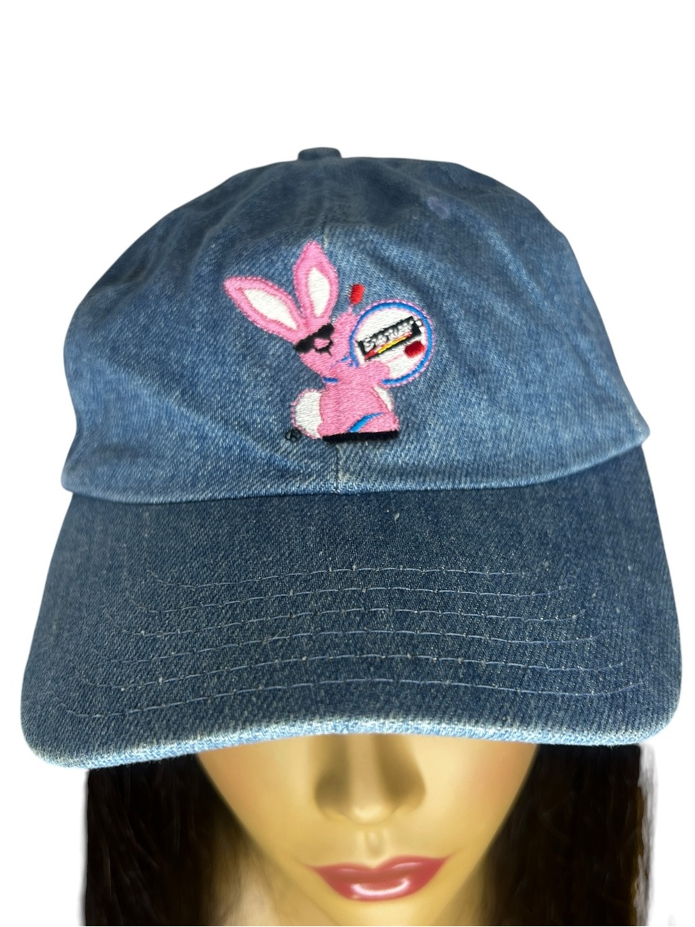 Vintage Energizer Bunny Denim Hat Made in USA Embroidered Strapback Cap